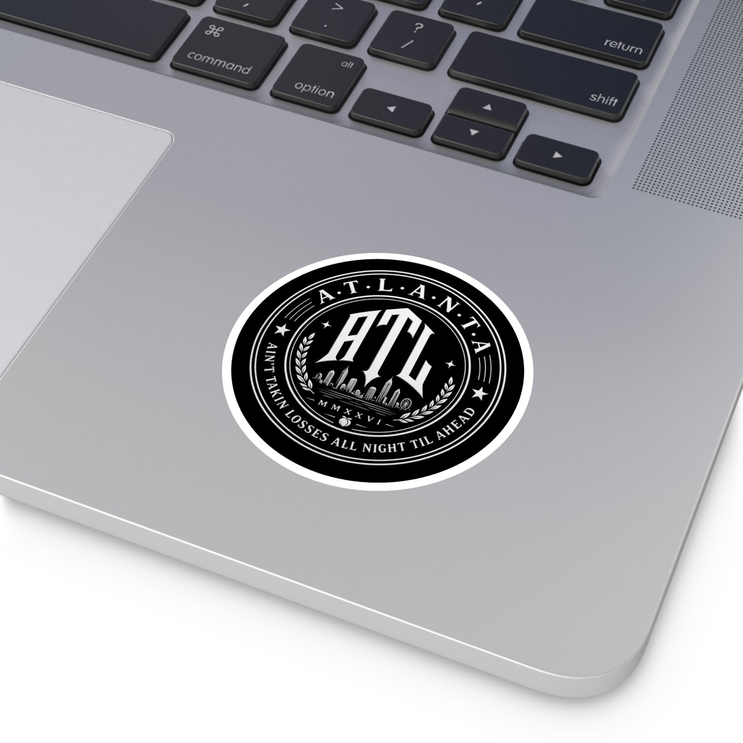 ATL Round Vinyl Sticker — Retro Atlanta Skyline