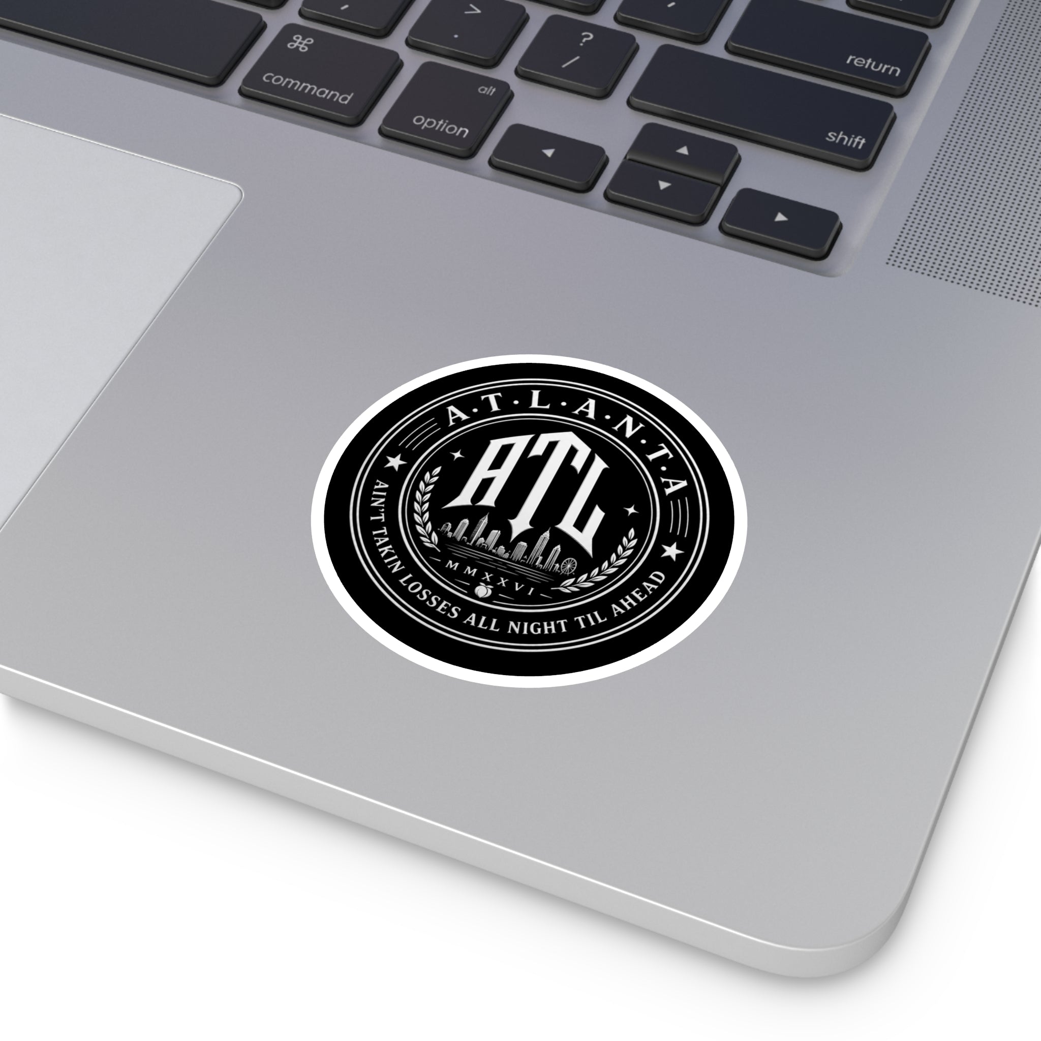 ATL Round Vinyl Sticker — Retro Atlanta Skyline