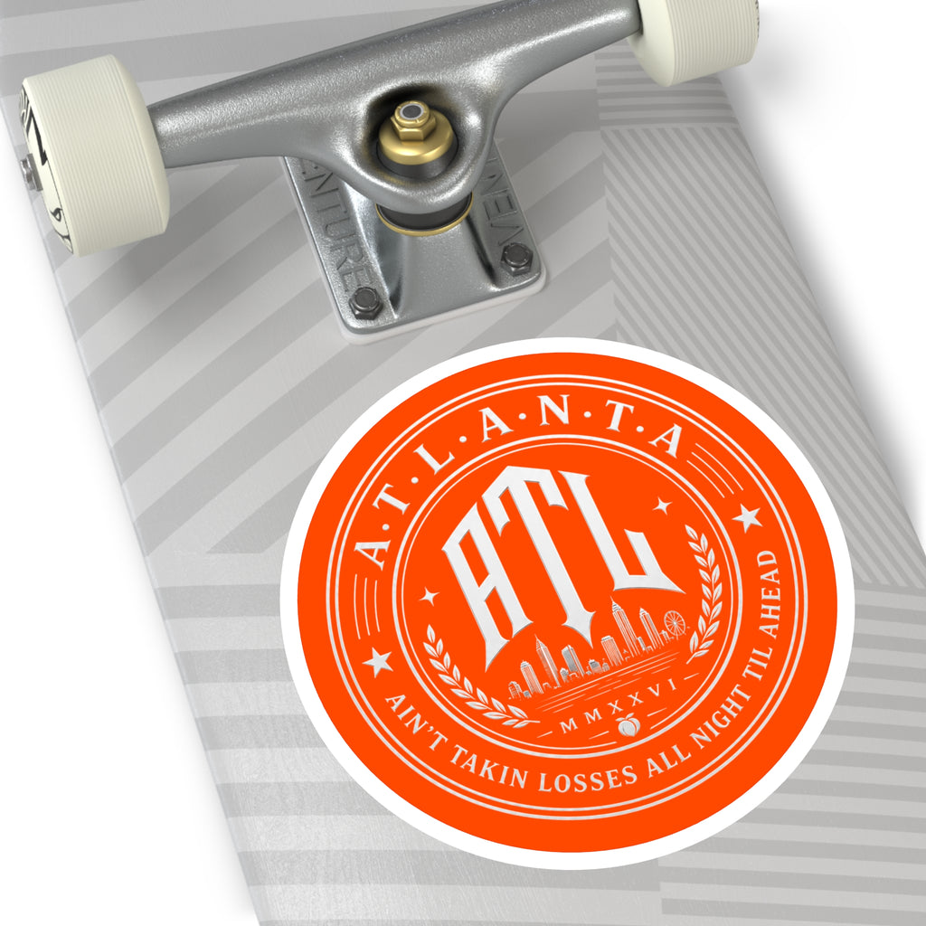 Georgia Peach Orange - ATL Round Vinyl Sticker — Orange Atlanta City Sky