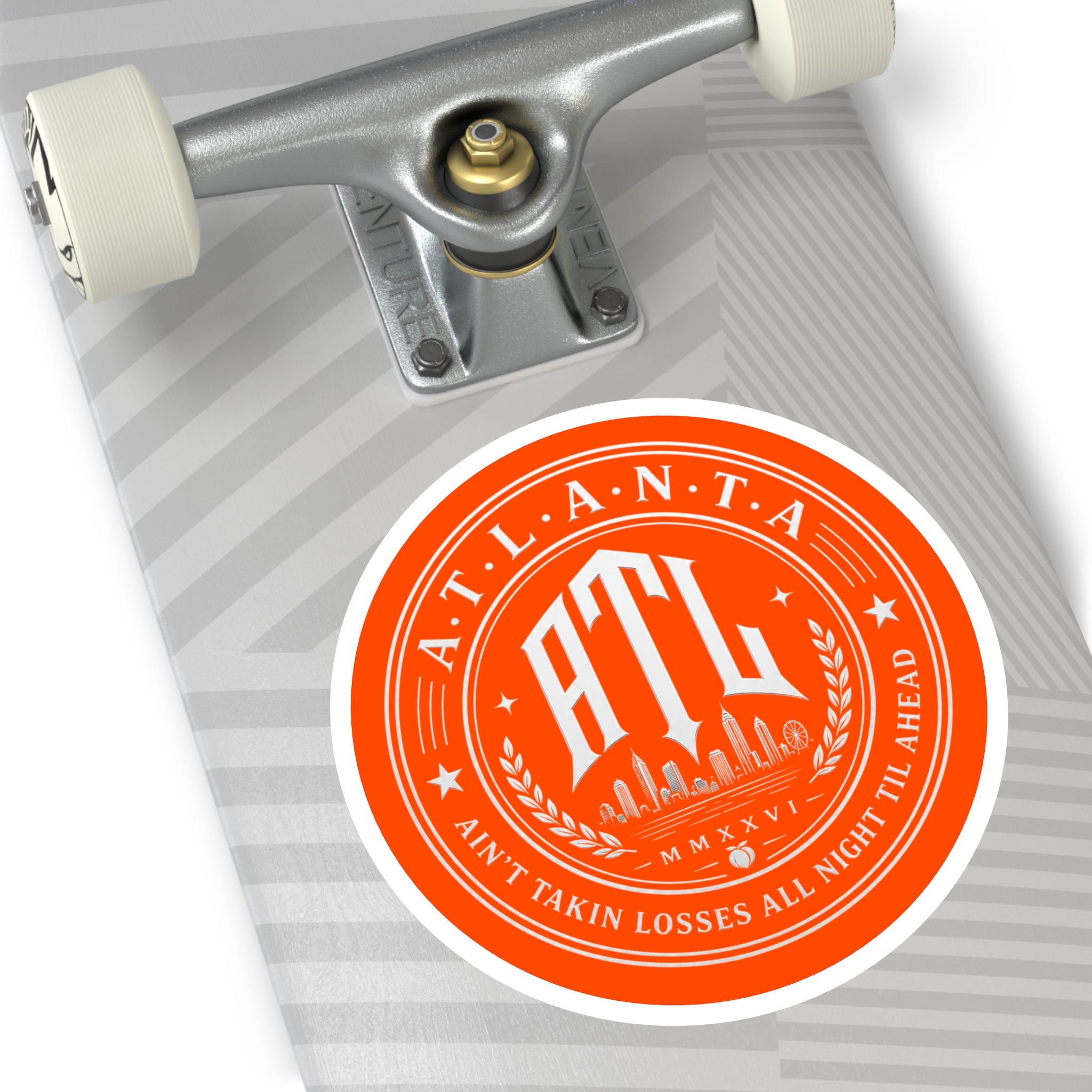 Georgia Peach Orange - ATL Round Vinyl Sticker — Orange Atlanta City Sky
