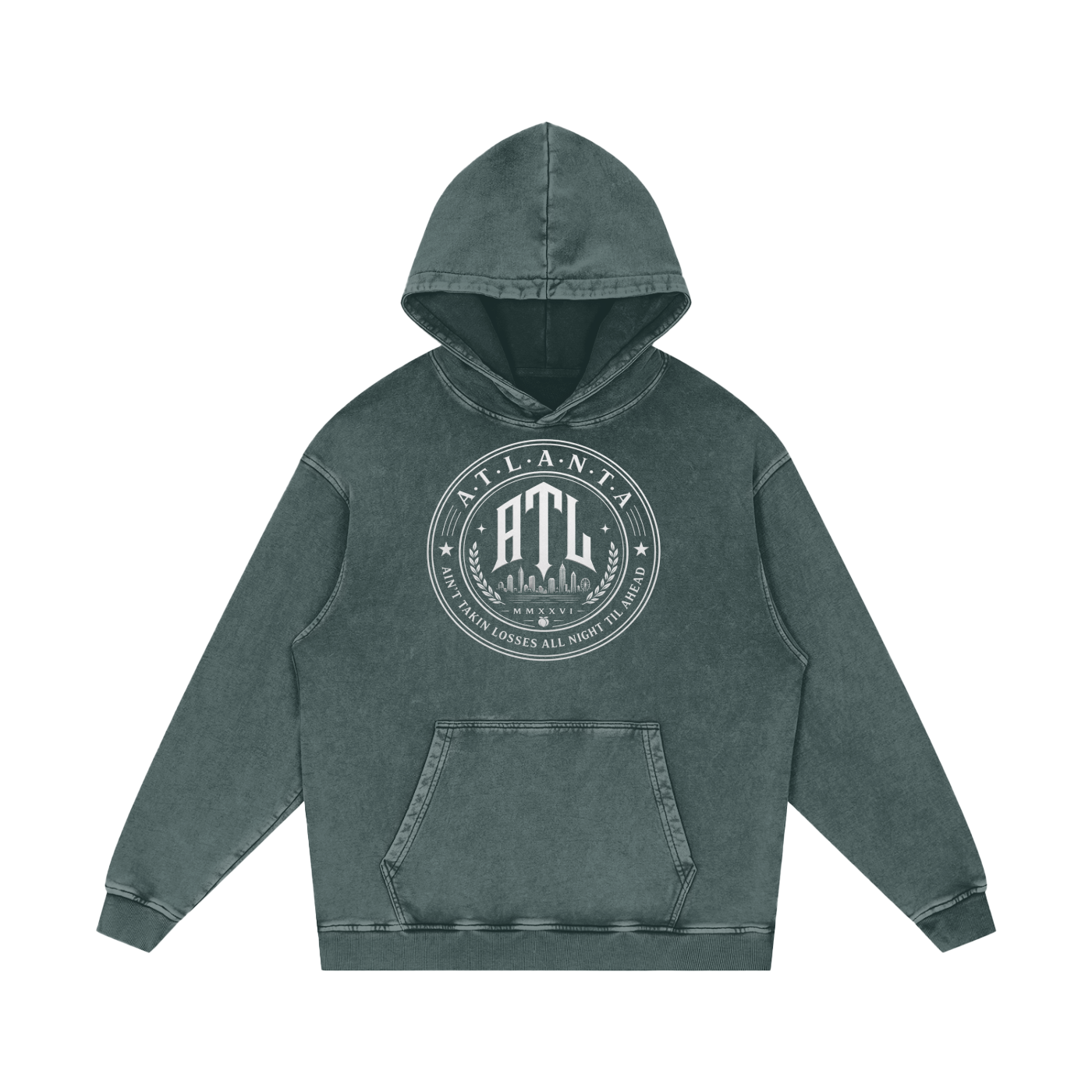 Ain't Taking Losses "City Seal" Heavyweight Snow Wash Hoodie