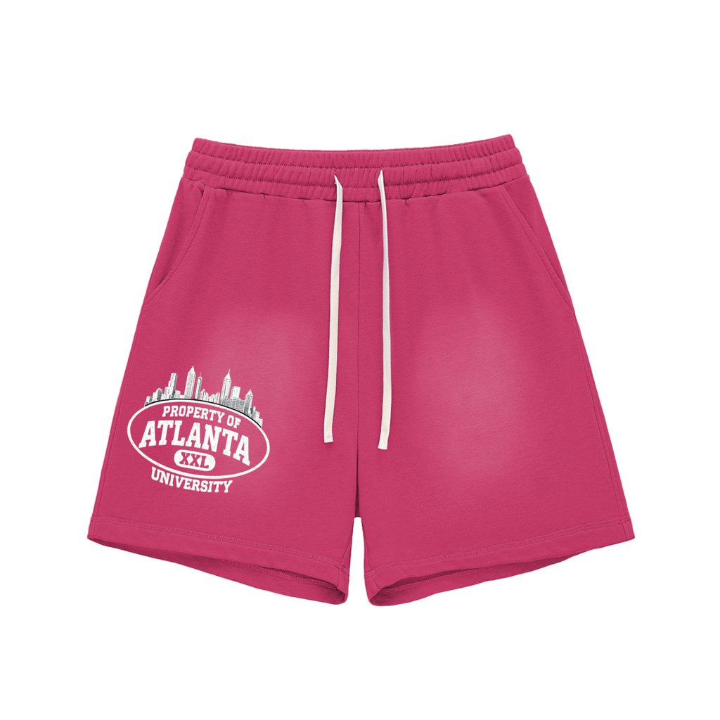 Ain’t Taking Losses “Property of Atlanta University” Vintage Wash Shorts – Rose Red 🖤