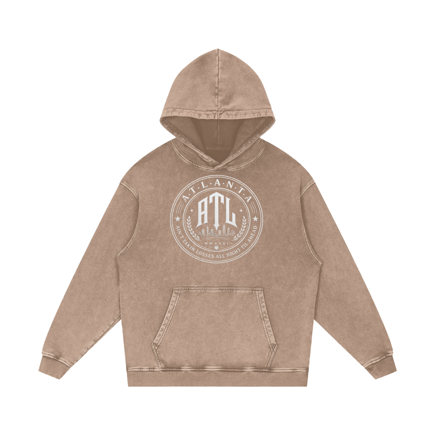 Ain't Taking Losses "City Seal" Heavyweight Snow Wash Hoodie