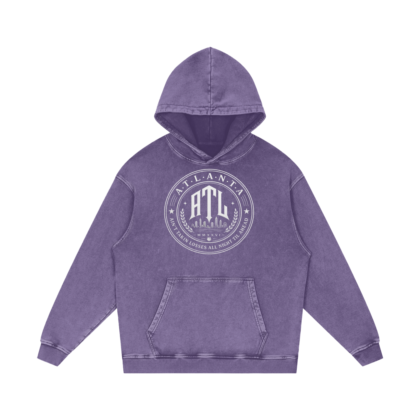 Ain't Taking Losses "City Seal" Heavyweight Snow Wash Hoodie